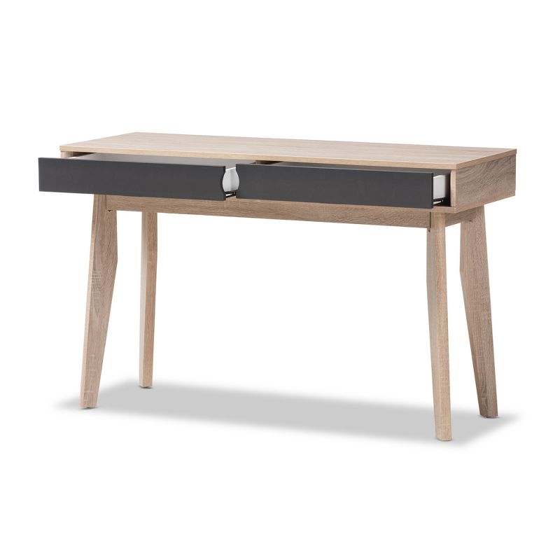 Fella Mid - Century Modern 2 - Drawer Wood Study Desk - Brown - Baxton Studio, 3 of 10
