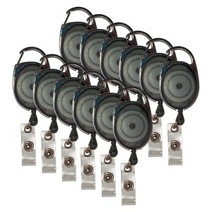 Advantus® Retractable Carabiner Style Badge Reels with Badge Strap, Smoke, Pack of 12 - 1 of 4