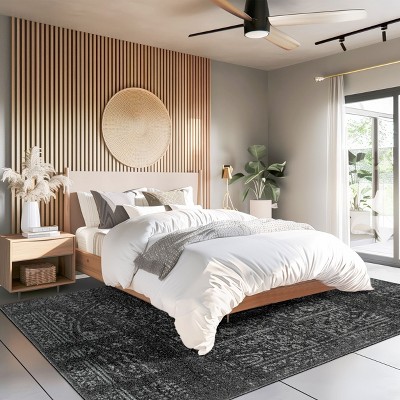 Arlena Black 4' x 6' Synthetic Stain-Resistant Area Rug