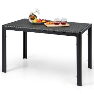 Tangkula 48" Rectangular Rattan Patio Dining Table for 6 w/ Metal Frame - 1 of 4