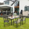 ELJGET 5/7 Pieces Patio Dining Table Sets, All Weather Patio Conversation Set with Acacia Wood Table Top and Umbrella Hole, Rattan Outdoor, Beige - 4 of 4