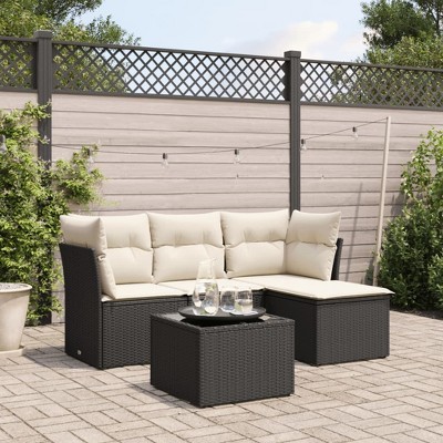 vidaXL Garden Sofa Set  PE rattan, powder-coated steel, tempered glass