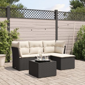 vidaXL Garden Sofa Set  PE rattan, powder-coated steel, tempered glass - 1 of 3