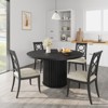 47" Round Dining Table for 4-6, Black Dining Table with Sturdy Waveform Metal Base, Industrial Circle Table for Kitchen or Dining Room - 4 of 4