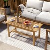 Tangkula 36"Patio Coffee Table Solid Wood Coffee Table w/ Slatted Tabletop Natural - 3 of 4