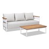 Nertpow 2-Piece Teak & Aluminum Outdoor Sofa and Coffee Table Set, Weather-Resistant Patio Furniture - 3 of 4