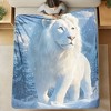 1pc Snow-White Noble Lion Print Flannel Throw Blanket - Cozy All-Season Wrap, Home Decor, Holiday Gift - Digital Print Fantasy Theme. - 4 of 4