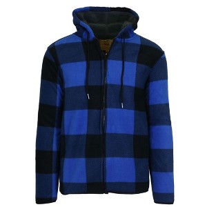 Galaxy J. Come Men's Modern Fit  Heavyweight Polar Fleece Plaid Hoodie With Faux Shearling Lining - 1 of 2