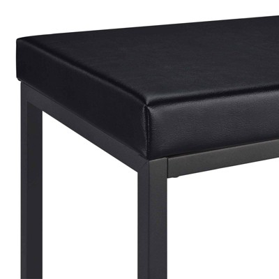 Black Faux Leather and MDF Rectangular Pub Set with 2 Chairs