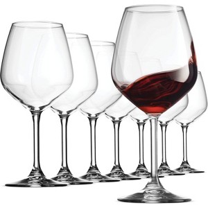 Bormioli Rocco 18oz Red Wineglasses, Crystal Clear Star Glass, Laser Cut Rim, Elegant Party Drinking Glassware, Restaurant Quality, Set of 8 - 1 of 4
