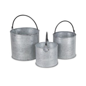 Cheung's Georgina Set of 3 Tapered Metal Buckets - 1 of 2