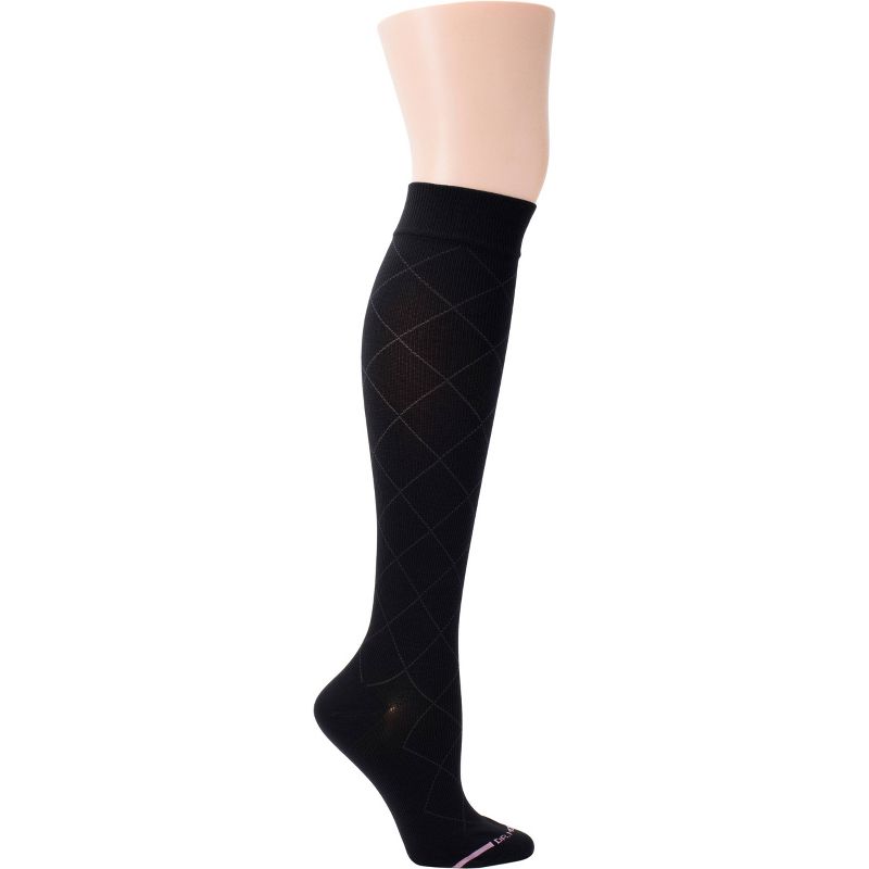 Dr. Motion Women&#39;s Mild Compression Solid Diamond Knee High Socks - Black 4-10, 1 of 4