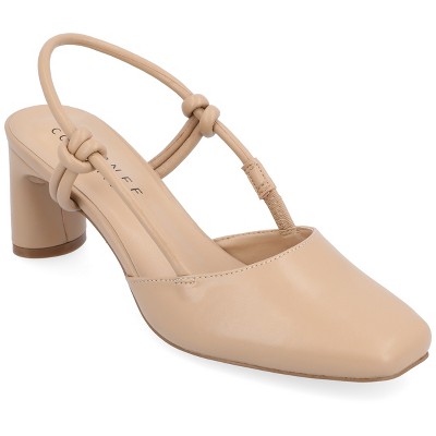 Journee Collection Womens Margeene Sling Back Covered Block Heel Pumps