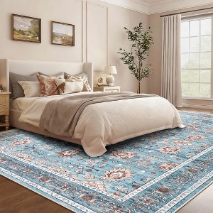 Area Rug for Living Room, Washable Vintage Printed Soft Rugs, Non Slip Low Pile Carpet for Bedroom, Dining Room, Living Room - 1 of 4