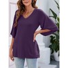 MISSKY Women's 3/4 Bell Sleeve V Neck Loose Fit Tunic Tops - 4 of 4