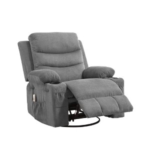 Swivel Rocker Recliner Chair with Massage & Heat - 360° Swivel Glider Recliner, Lazy Boy Style Single Sofa Seat for Nursery - 1 of 4