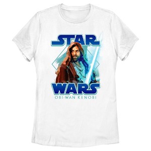 Women's Star Wars: Obi-Wan Kenobi Jedi Lightsaber with Brushstroke Kenobi T-Shirt - 1 of 4
