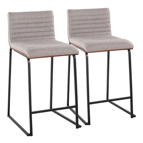 Set Of 2 Mason mara Counter Height Barstools Black walnut gray