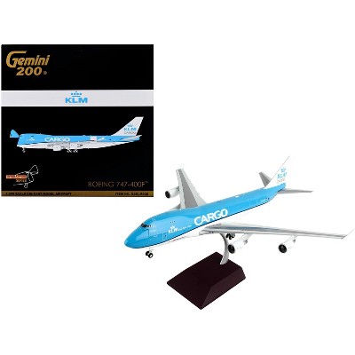 Boeing 747-400F Commercial Aircraft Blue w/White Tail "Gemini 200 - Interactive" 1/200 Diecast Model Airplane by GeminiJets