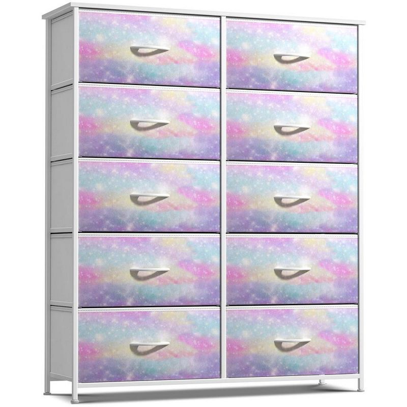 Sorbus 10 Drawers Dresser - Furniture Storage for Bedroom, Closet, Office Organization - Steel Frame, Wood Top, Fabric Bins (Tie Dye Pastels), 1 of 7