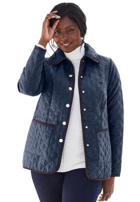 Ladies navy quilted outlet coat