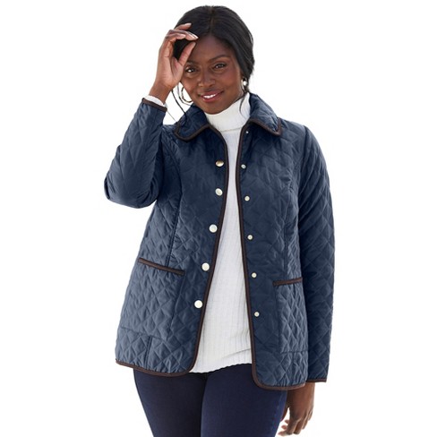 Women's navy hot sale quilted jacket