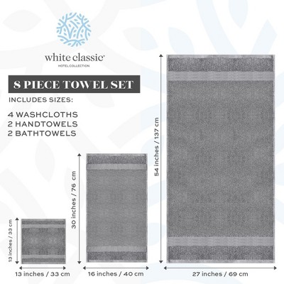 Luxury Light-Grey Heavyweight Cotton 8-Piece Towel Set
