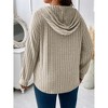 Clearlove Women's Plus Size Long Sleeve Hoodie V Neck Shirt Brushed Lightweight Active Top - 4 of 4