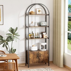 Karl Home Rotten Wood Color Display Case Curved Iron Pipe Double Door 3 Tiers - 1 of 4