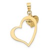 Black Bow Jewelry 14k Yellow Gold Open Heart and Puffed Heart Pendant, 17mm - 3 of 4