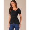 Allegra K Women's Knit Short Sleeve Irregular Neck Ruched Side Blouse - 4 of 4