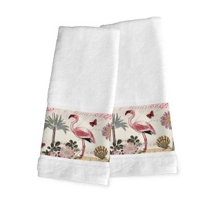 Laural Home Botanical Flamingo 16"W x 29"L Hand Towel Set - 1 of 1