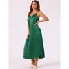 cheibear Women's V Neck Sleeveless Silky Satin Soft Long Nightwear - 2 of 4