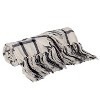 HomeRoots 50" X 60" Black and Off White Cotton Woven Plaid Throw Throw Blanket with Fringe - 4 of 4