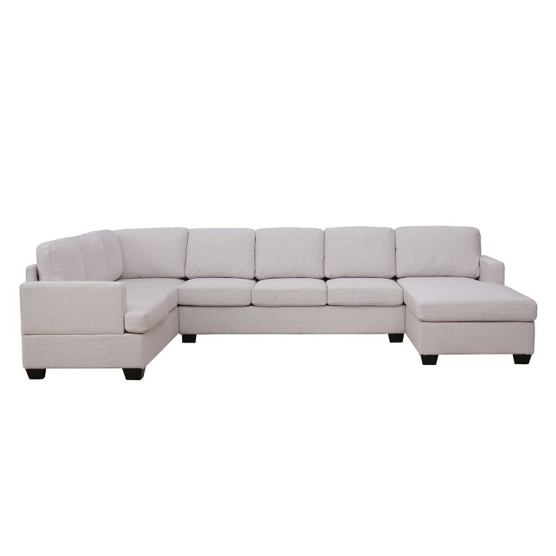 Modern Large Upholstered U-Shaped Sectional Sofa With Extra Wide Recliner - ModernLuxe, 5 of 13
