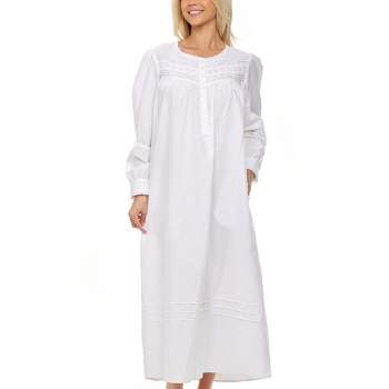 Adr Women's Cotton Victorian Nightgown, Phoebe Sleeveless Lace Trimmed ...