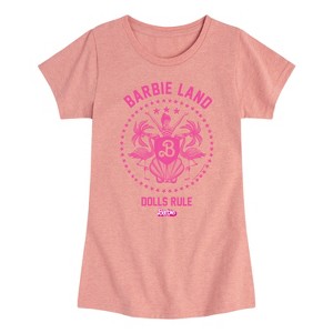 Girls' - Barbie - Barbie Land Dolls Rule Fitted Short Sleeve Graphic T-Shirt - 1 of 4