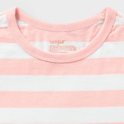 Cat & Jack Girls' 2pk Adaptive Short Sleeve Heart and Striped T-Shirt - Cat & Jack™ Purple/Peach Pink M — фото 3