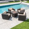 GDFStudio Venice Outdoor Wicker 5 Piece Swivel Club Chair and Fire Pit Set with Cushions - 2 of 4