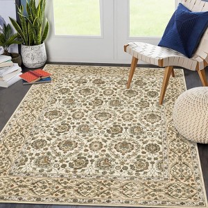 Coucheta Washable Vintage Floral Area Rug, Low Pile Boho Carpet, Non-Slip Distressed Print Rugs for Living Room, Bedroom & Dining Room, Office - 1 of 4