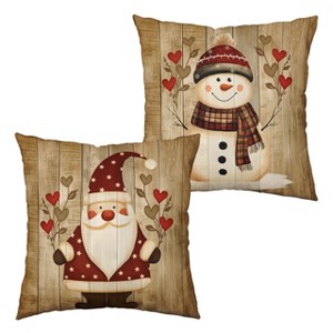 Vintage Christmas Pillow Covers 18x18 Santa Pillowcase Snowman Throw Pillow Covers - 1 of 3