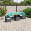 vidaXL 7 Piece Patio Sofa Set with Cushions Black Poly Rattan - 2 of 4