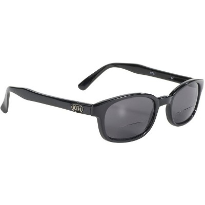 The Original KD's Biker Shades Sunglasses By PCSUN Black Frames +1.75 Magnification Smoke Lenses