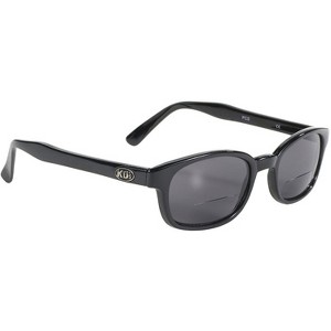 The Original KD's Biker Shades Sunglasses By PCSUN Black Frames +1.75 Magnification Smoke Lenses - 1 of 4
