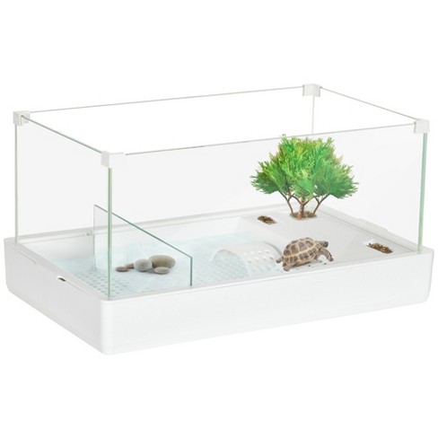 PawHut Turtle Tank Kit with Three-Layer Filtration, Reptile Enclosure with  Basking Platform, 2-Level Design, Turtle Habitat Turtle Aquarium