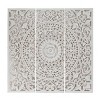 Set of 3 Wooden Floral Handmade Intricately Carved Wall Decors with Mandala Design White - Olivia & May - 4 of 4