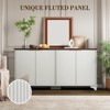 61" Modern Farmhouse Buffet Cabinet with Fluted Wood Doors & Adjustable Shelves - 3 of 4