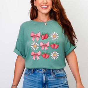Simply Sage Market Coquette Strawberry Floral Garment Dyed Tee - 1 of 4