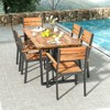 Tangkula Patio Dining Chair set of 6 w/ Heavy-duty Metal Frame 6 Acacia Armrest Stackable Chairs - 2 of 4