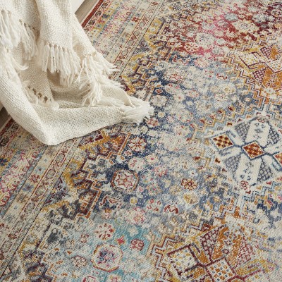 Bohemian Bliss Multicolor Synthetic 5'3" x 7'10" Transitional Area Rug